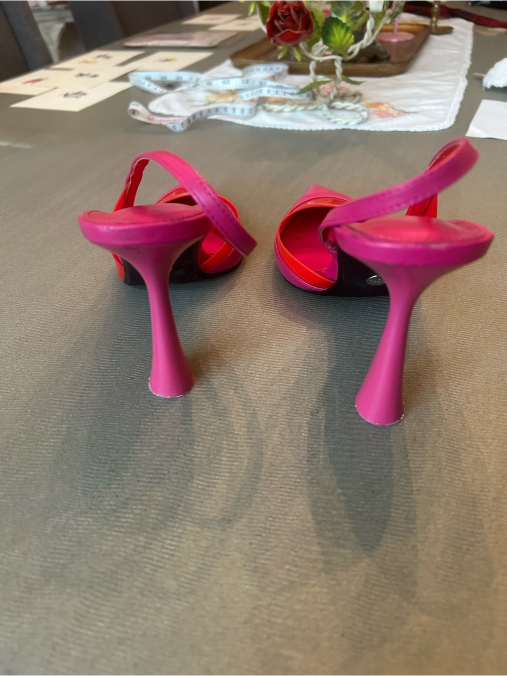 Zara Hot Pink and Red Pointed Slingback Heels size 38 euro - Picture 5 of 13